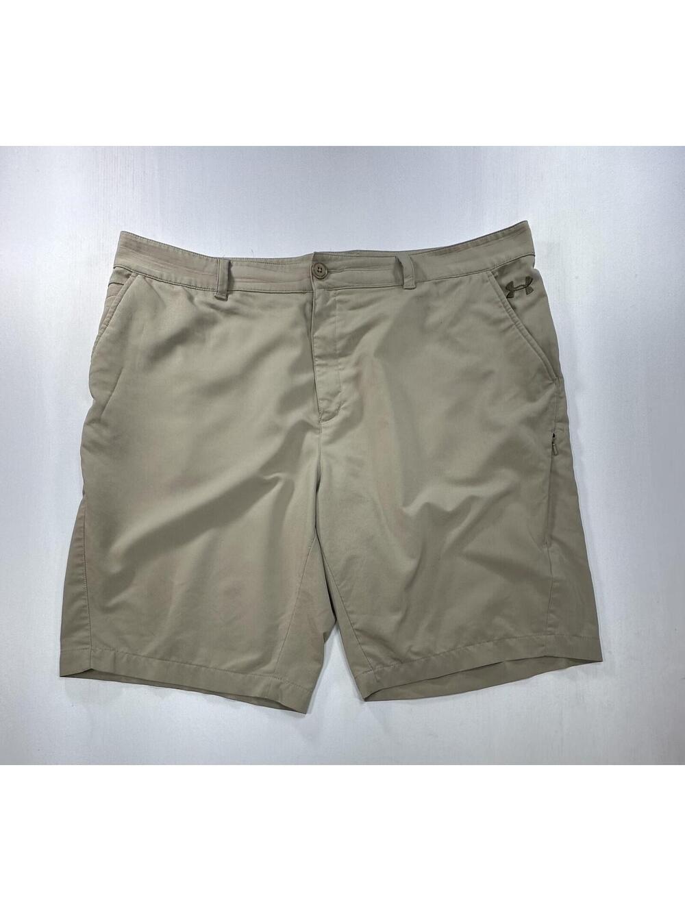 Under Armour Flat Front Athletic Chino Shorts Brown Mens 40